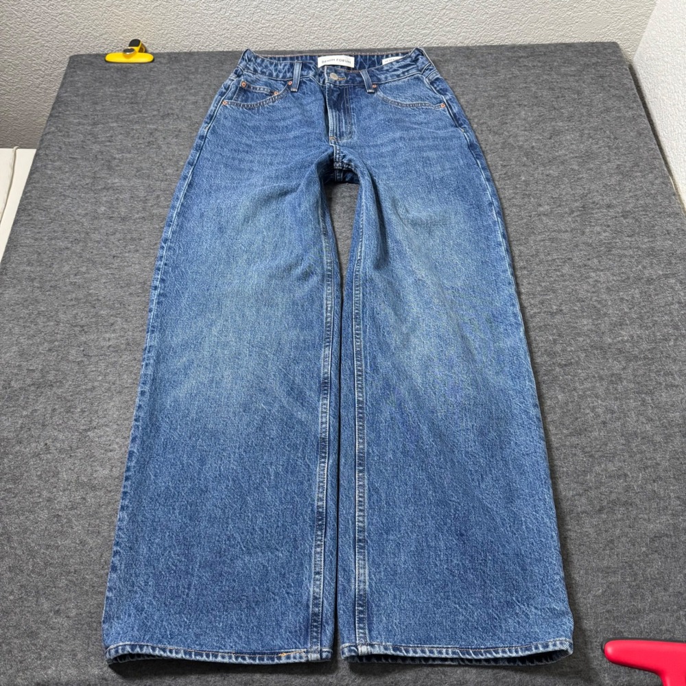 Denim Forum The 90s Boyfriend Lo-Rise Baggy Jeans Blue Wide Leg 25